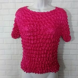 West Loop short sleeve popcorn top pink one size